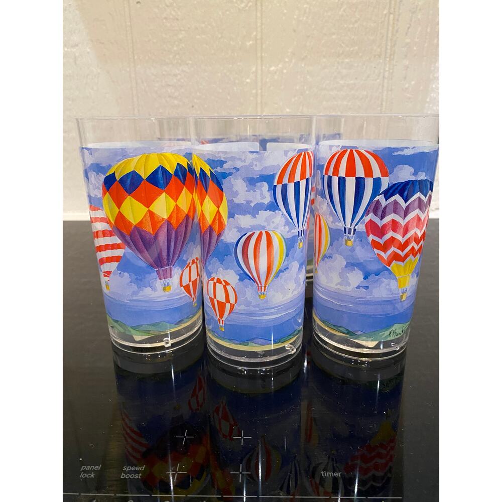 Paul Brent Sakura Evolution Hot Air Balloon Set of 6 Hi-Ball Tumblers 6.25" Tall